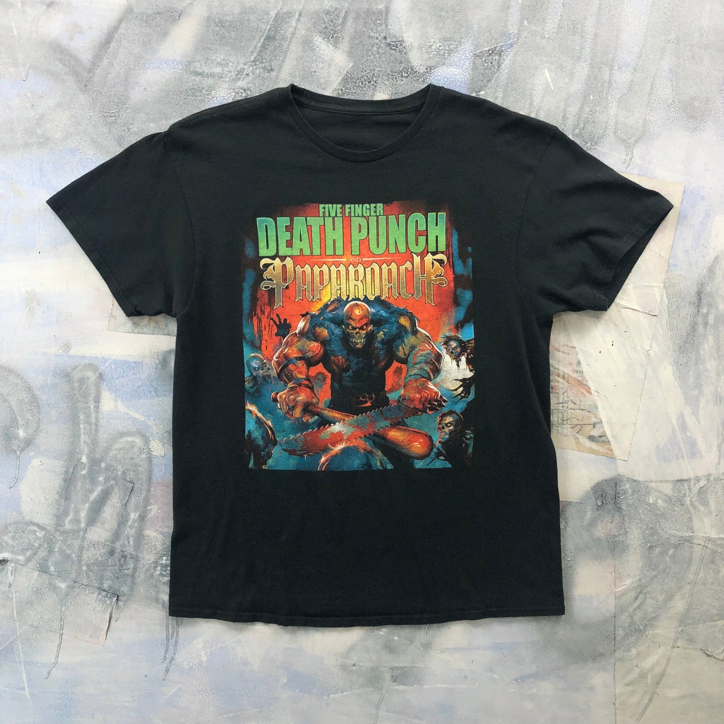 Vintage Five Finger Death Punch & Paparoach 2015 Tour T Shirt L