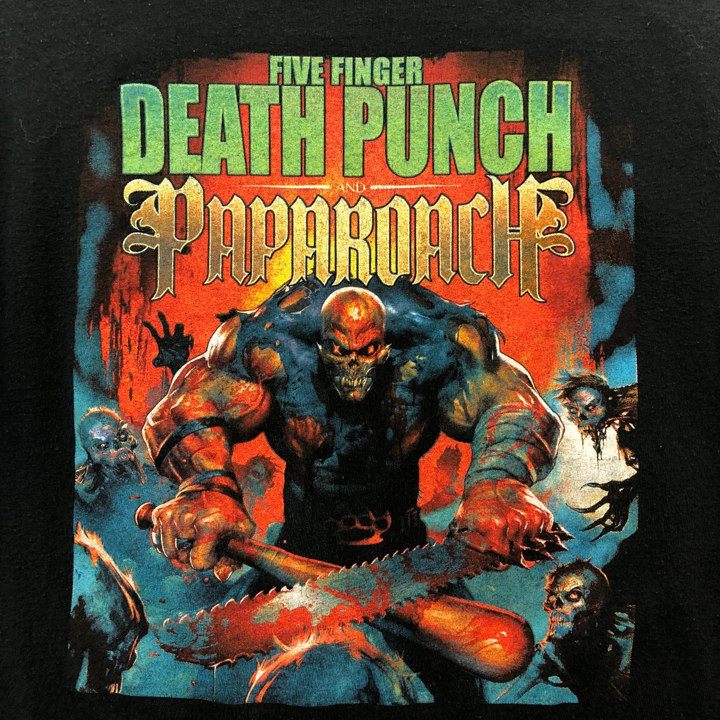 Vintage Five Finger Death Punch & Paparoach 2015 Tour T Shirt L