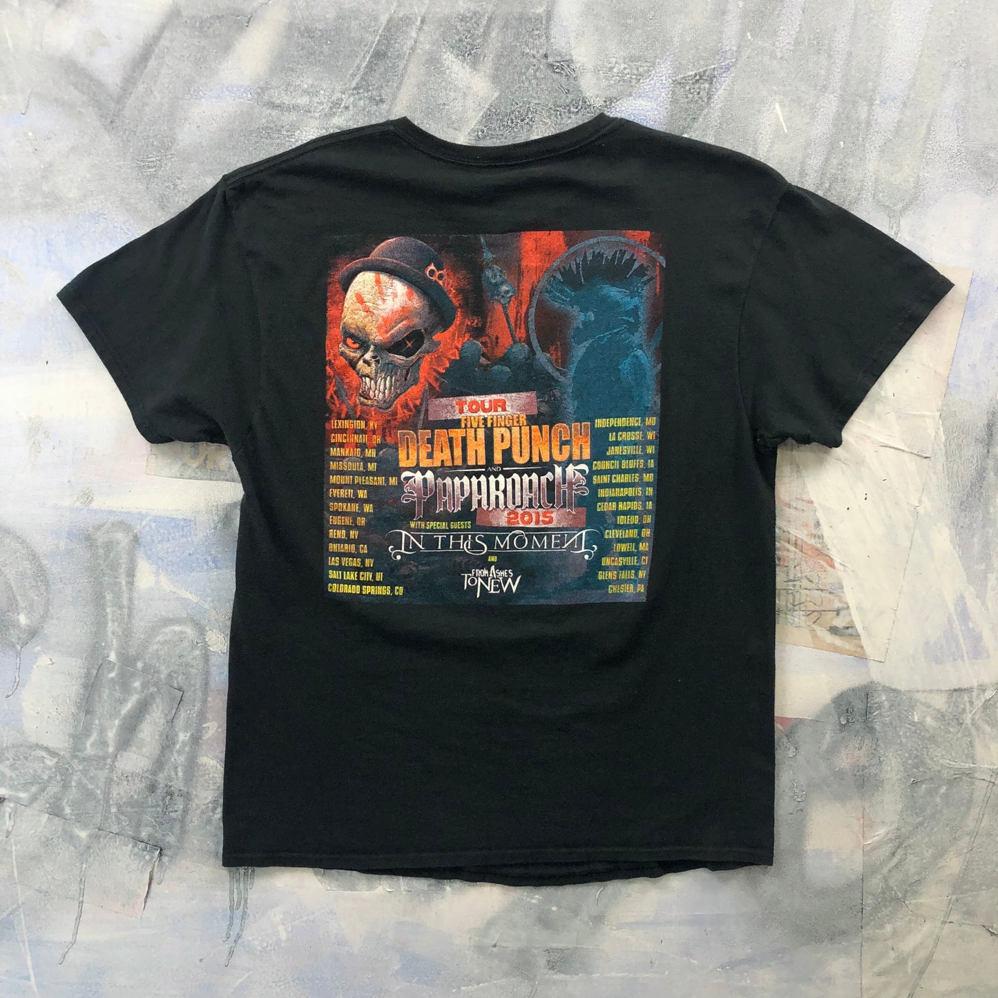 Vintage Five Finger Death Punch & Paparoach 2015 Tour T Shirt L