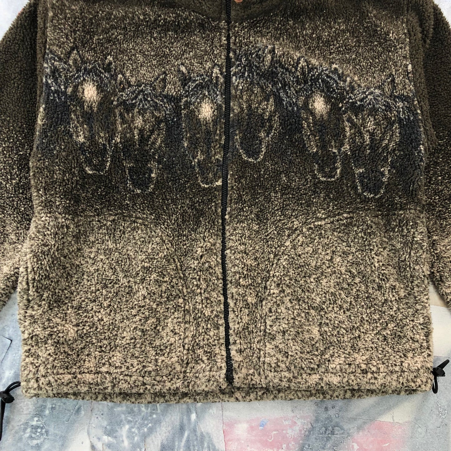 Vintage Outback Horses Full zip Fleece Sweatshirt L