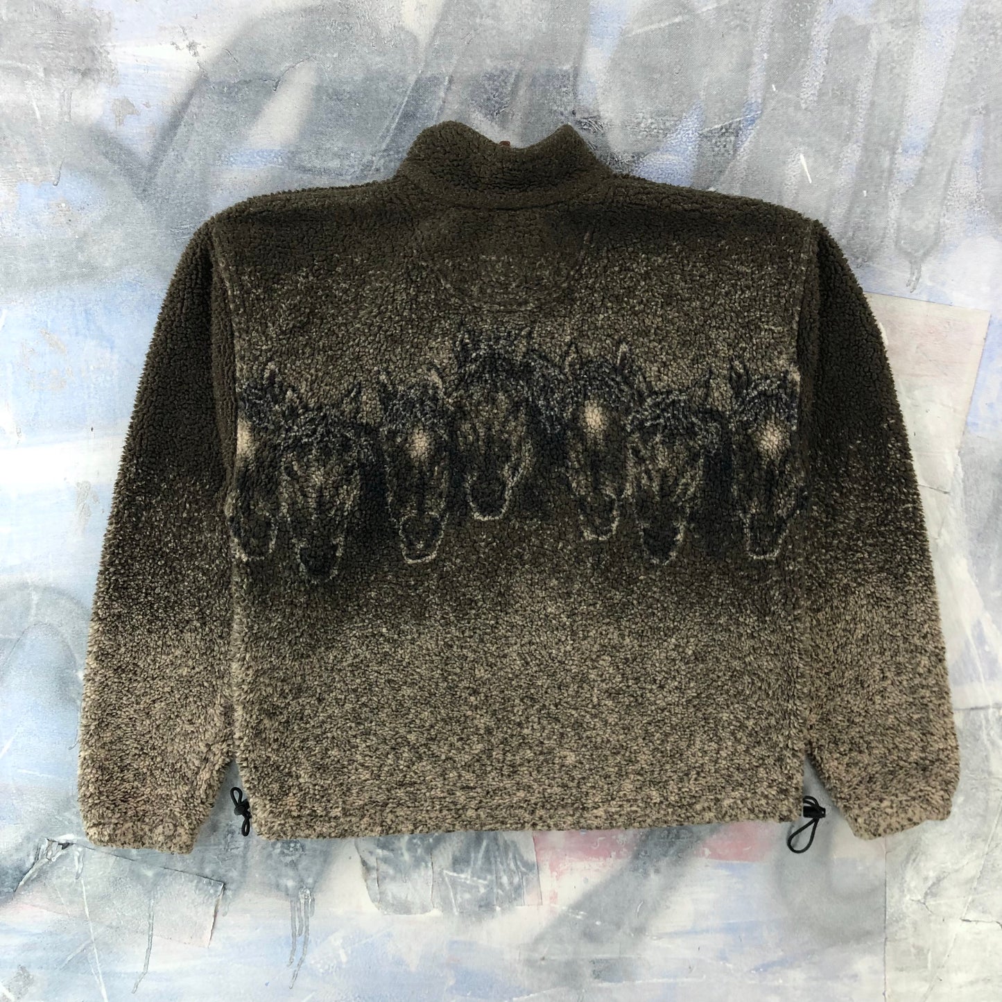 Vintage Outback Horses Full zip Fleece Sweatshirt L