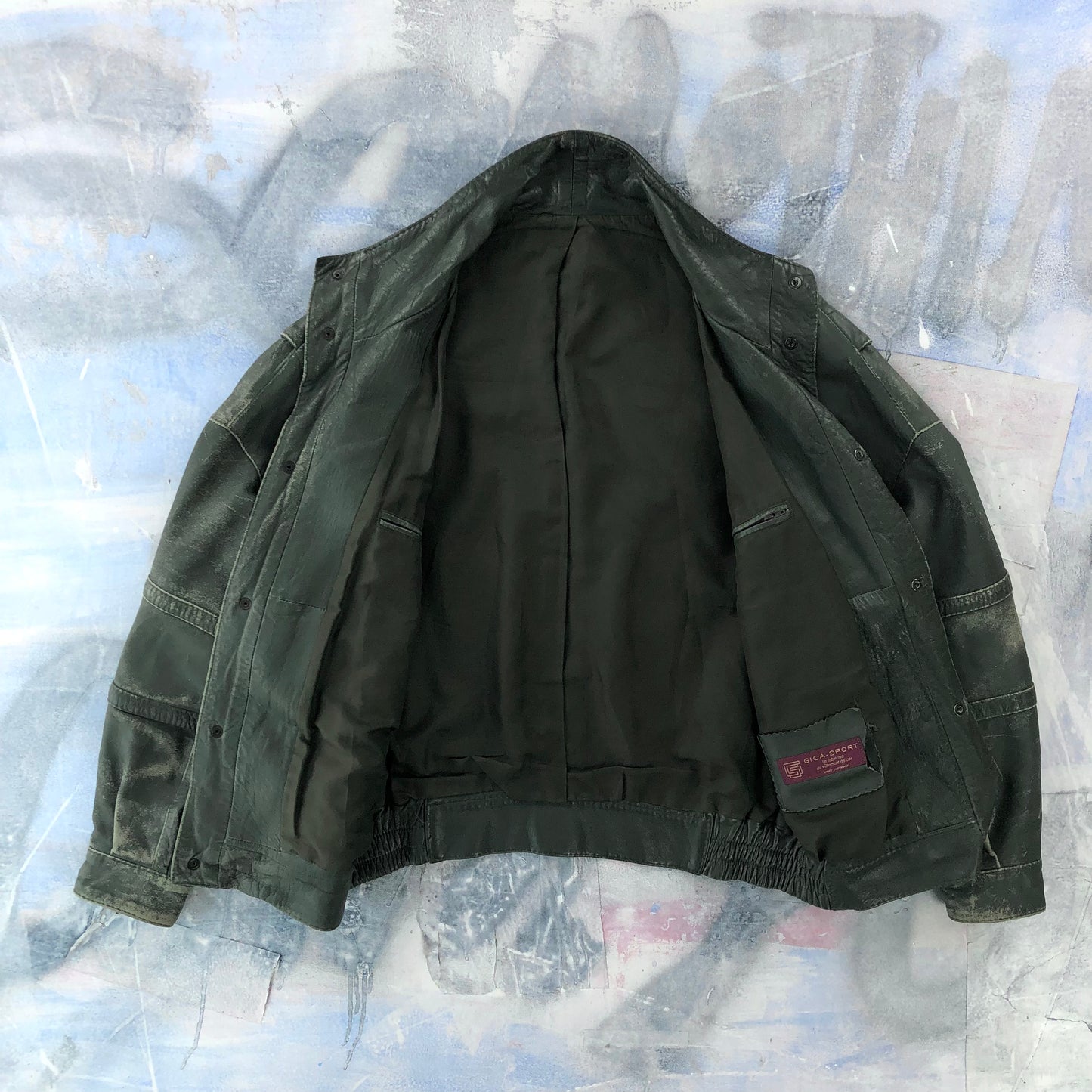 Vintage French Bomber Button Leather Jacket L