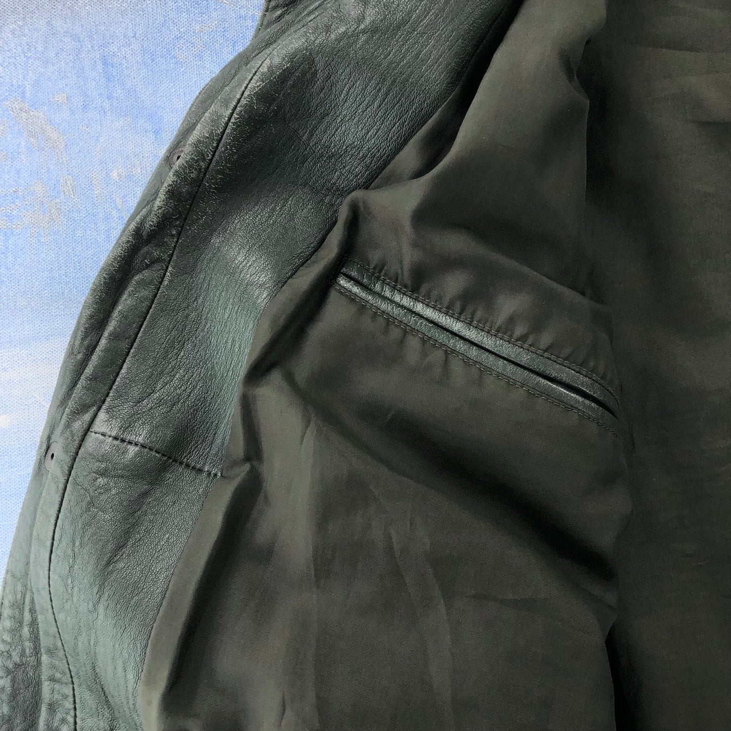 Vintage French Bomber Button Leather Jacket L
