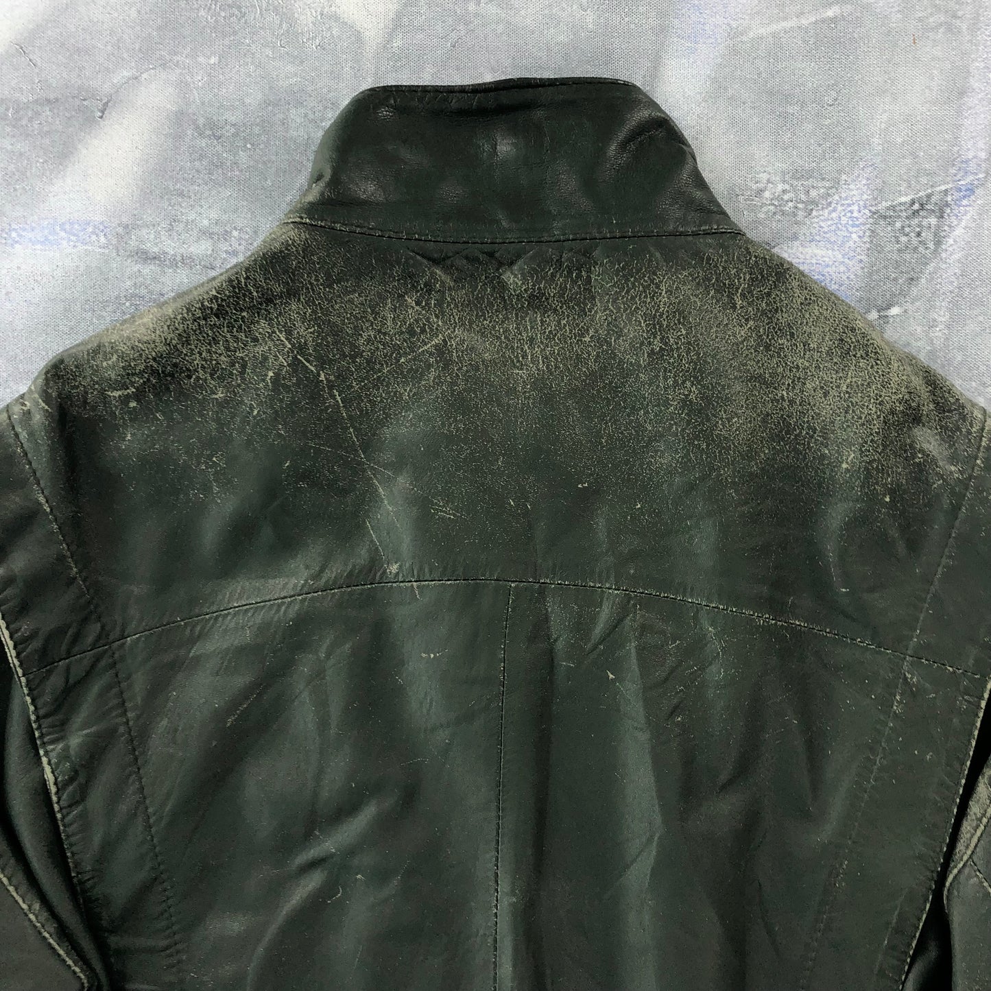Vintage French Bomber Button Leather Jacket L