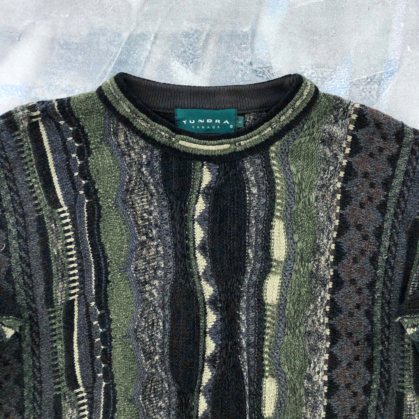Vintage Tundra Coogi Style Knit Crewneck Sweater L