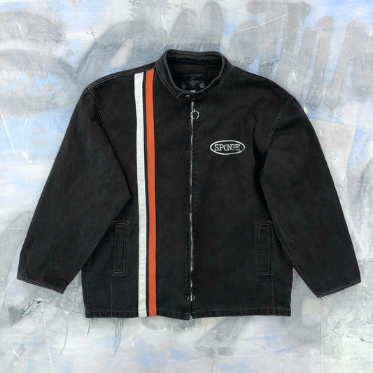 Vintage Detroit Motorcycle Company Band Collar Canvas Zip Jacket L