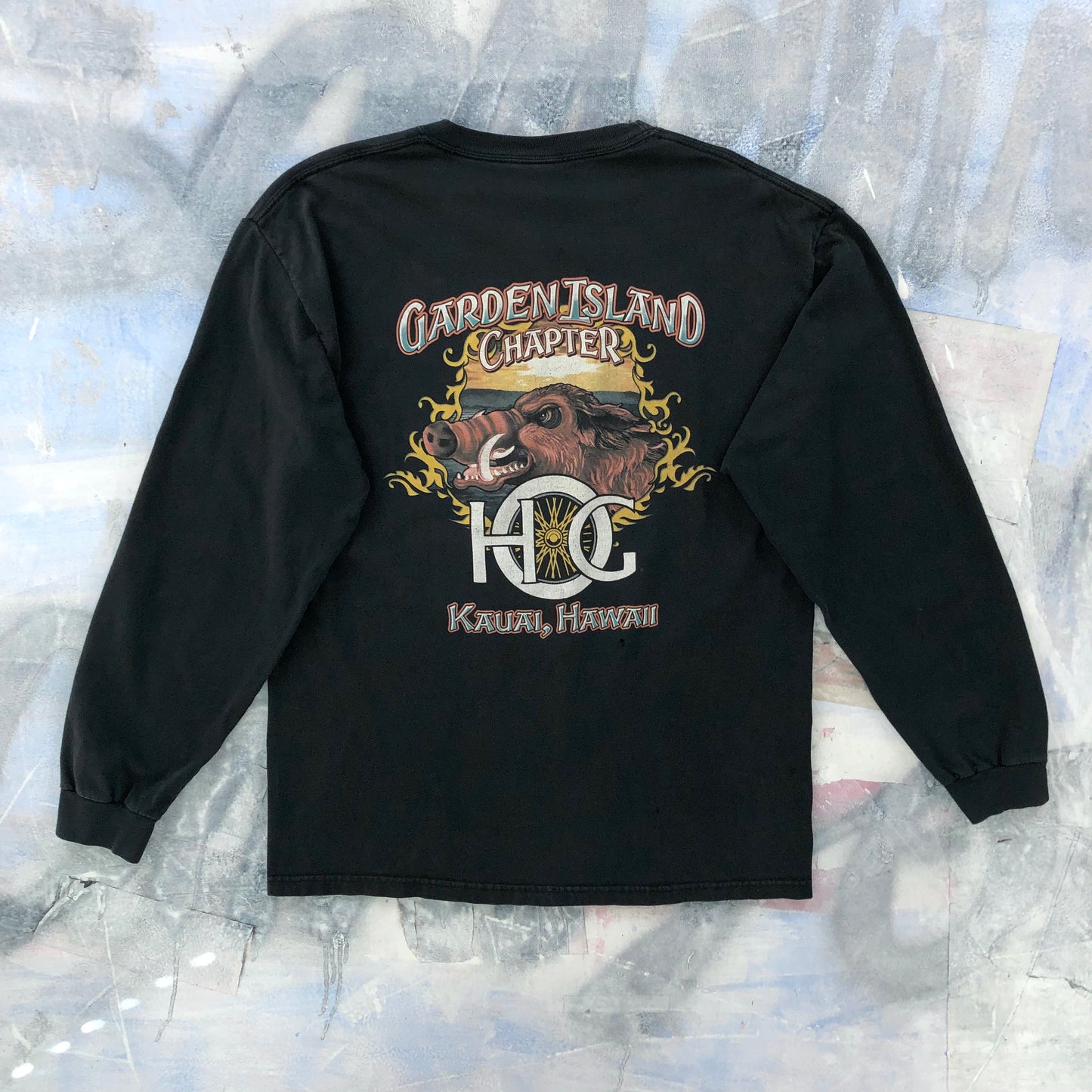 Vintage Harley Davidson Motorcycles HOG Kauai Hawaii Long Sleeve T Shirt L