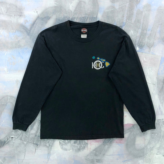 Vintage Harley Davidson Motorcycles HOG Kauai Hawaii Long Sleeve T Shirt L