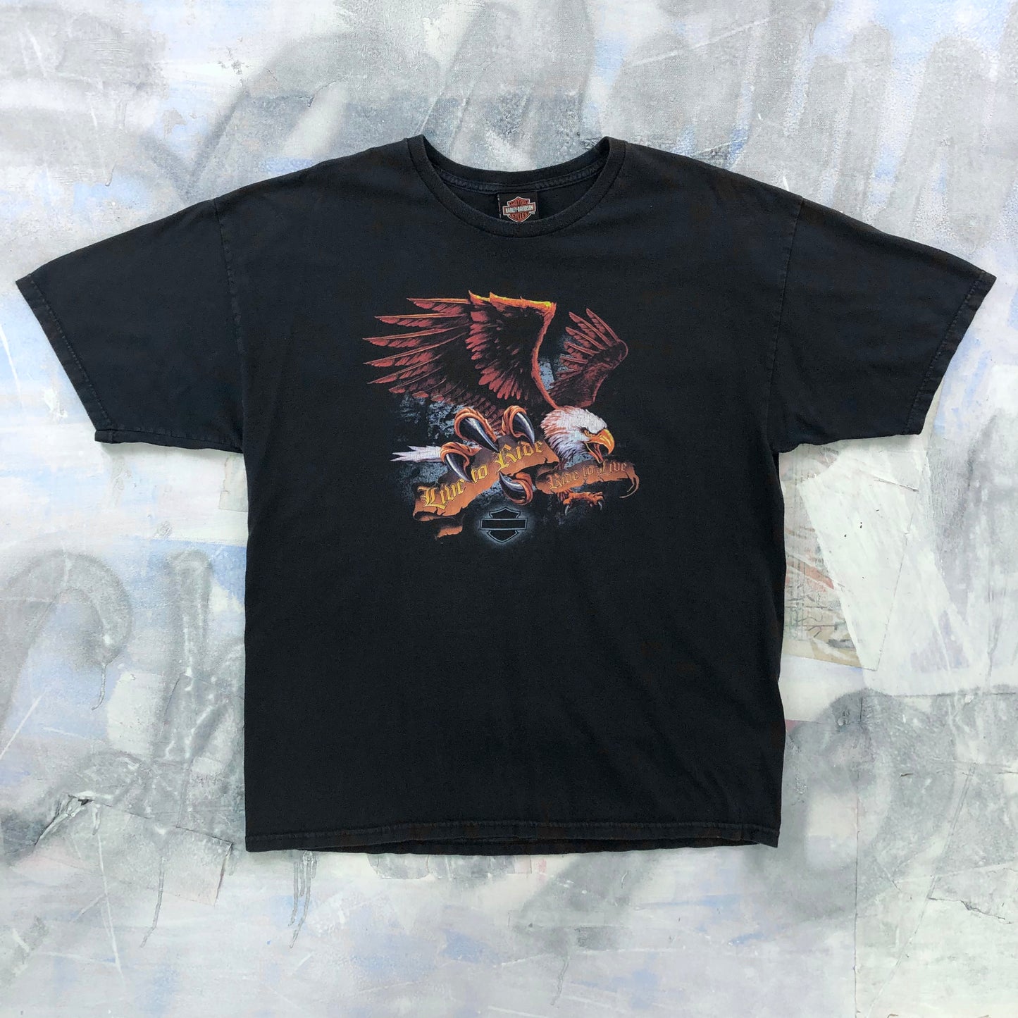 Vintage Harley Davidson Motorcycles Flying Eagle Victoria BC Canada T Shirt XL