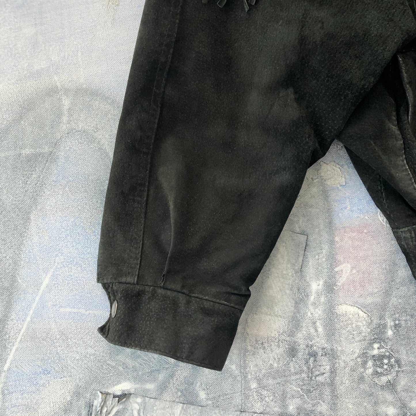 Vintage Western Hemingway Shoulder Padded Fringe Leather Bomber Zip Button Jacket M (Womens)