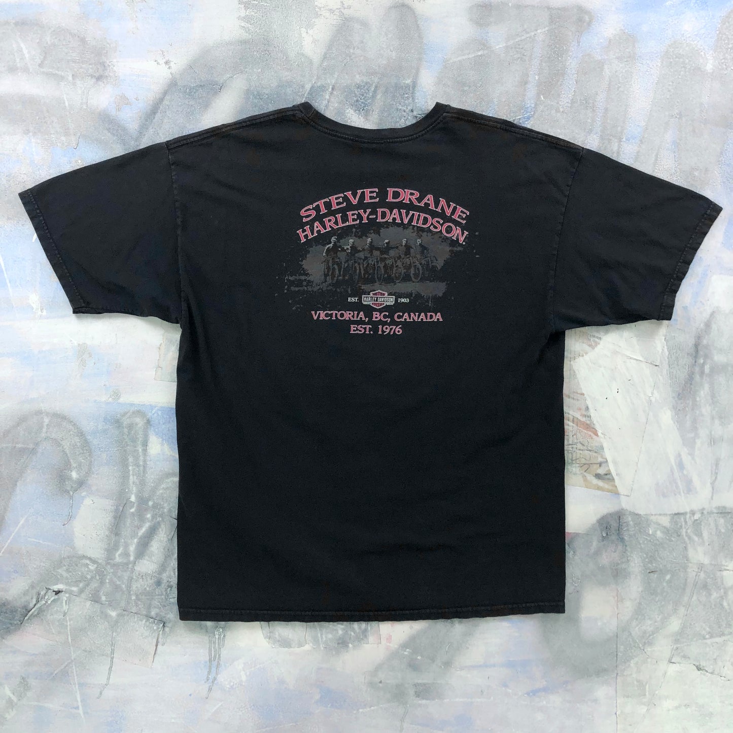 Vintage Harley Davidson Motorcycles Flying Eagle Victoria BC Canada T Shirt XL
