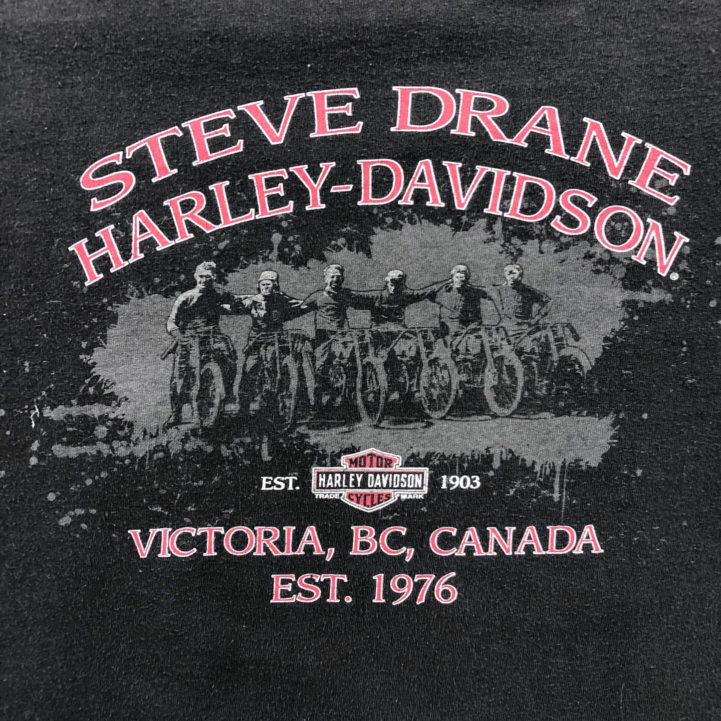 Vintage Harley Davidson Motorcycles Flying Eagle Victoria BC Canada T Shirt XL