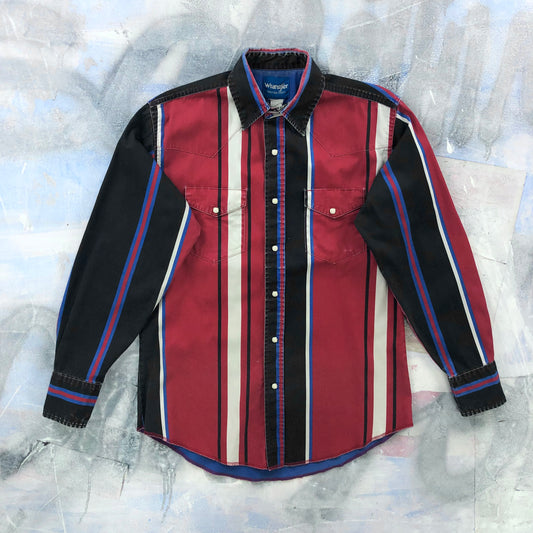 Vintage Wrangler Western Colorblock Stripe Button Shirt L