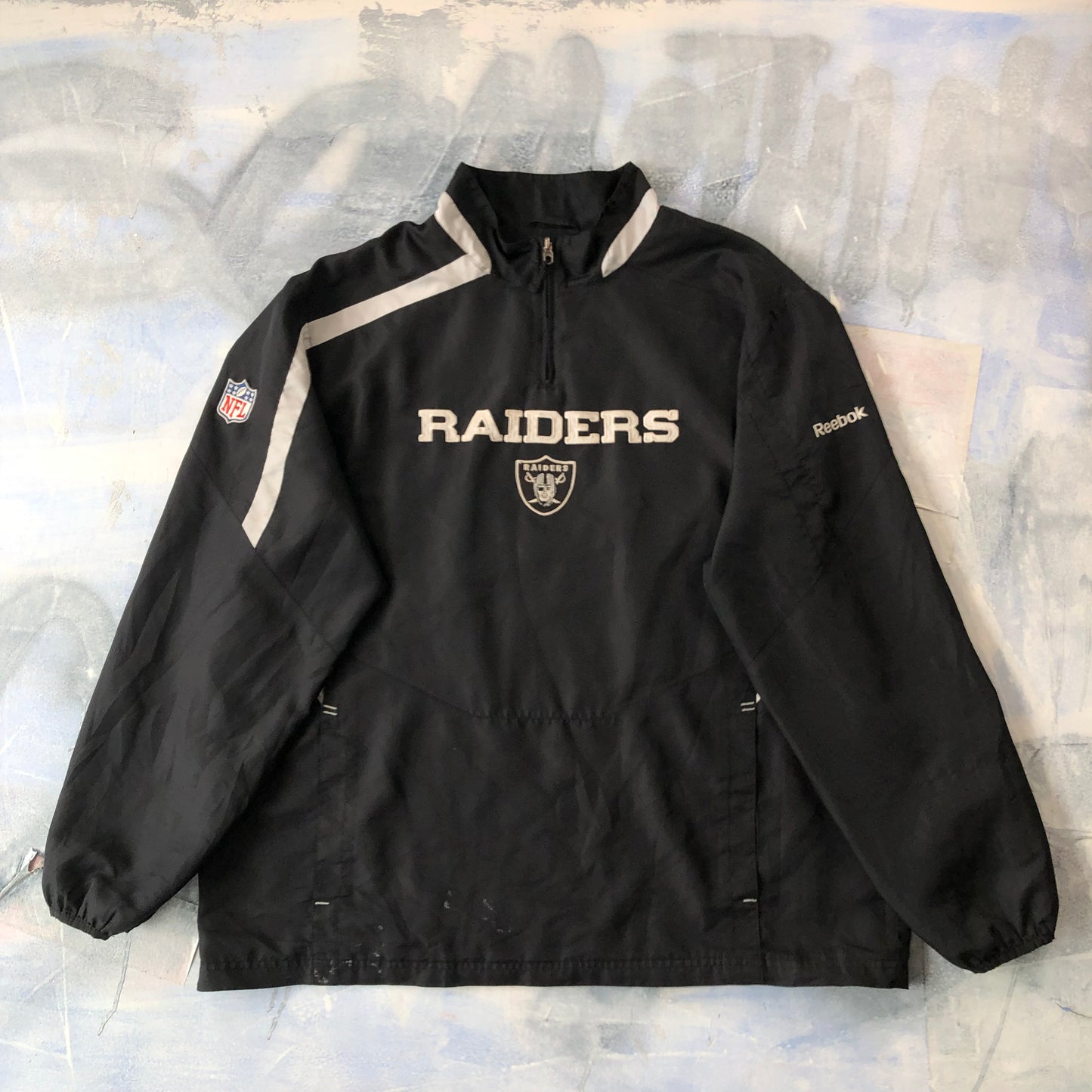 Reebok NFL Oakland Raiders On Field Quarter Zip Windbreaker Jacket XL