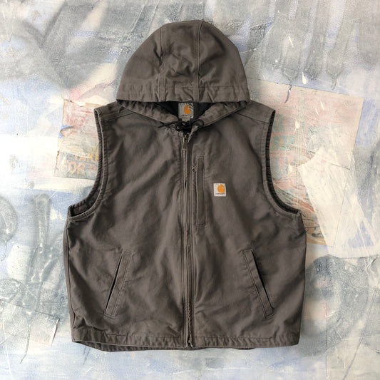 Carhartt Insulated Workwear Hooded Vest Zip Jacket L
