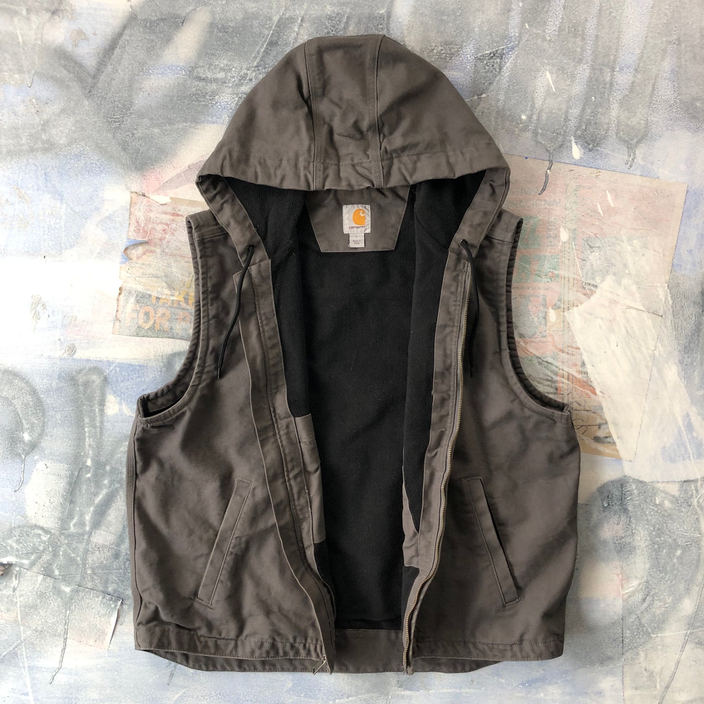 Carhartt Insulated Workwear Hooded Vest Zip Jacket L
