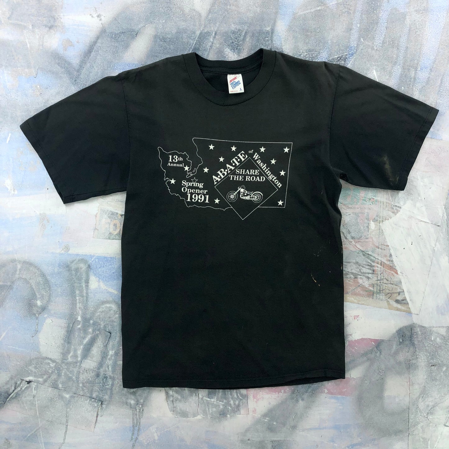 Vintage 90s USA Spring Opener A.B.A.T.E Washington Motorcycle T Shirt L