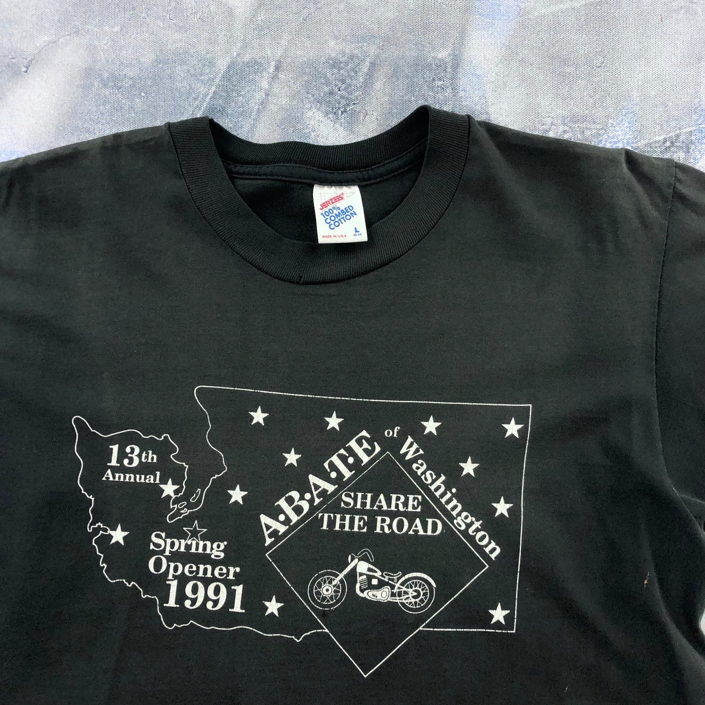 Vintage 90s USA Spring Opener A.B.A.T.E Washington Motorcycle T Shirt L