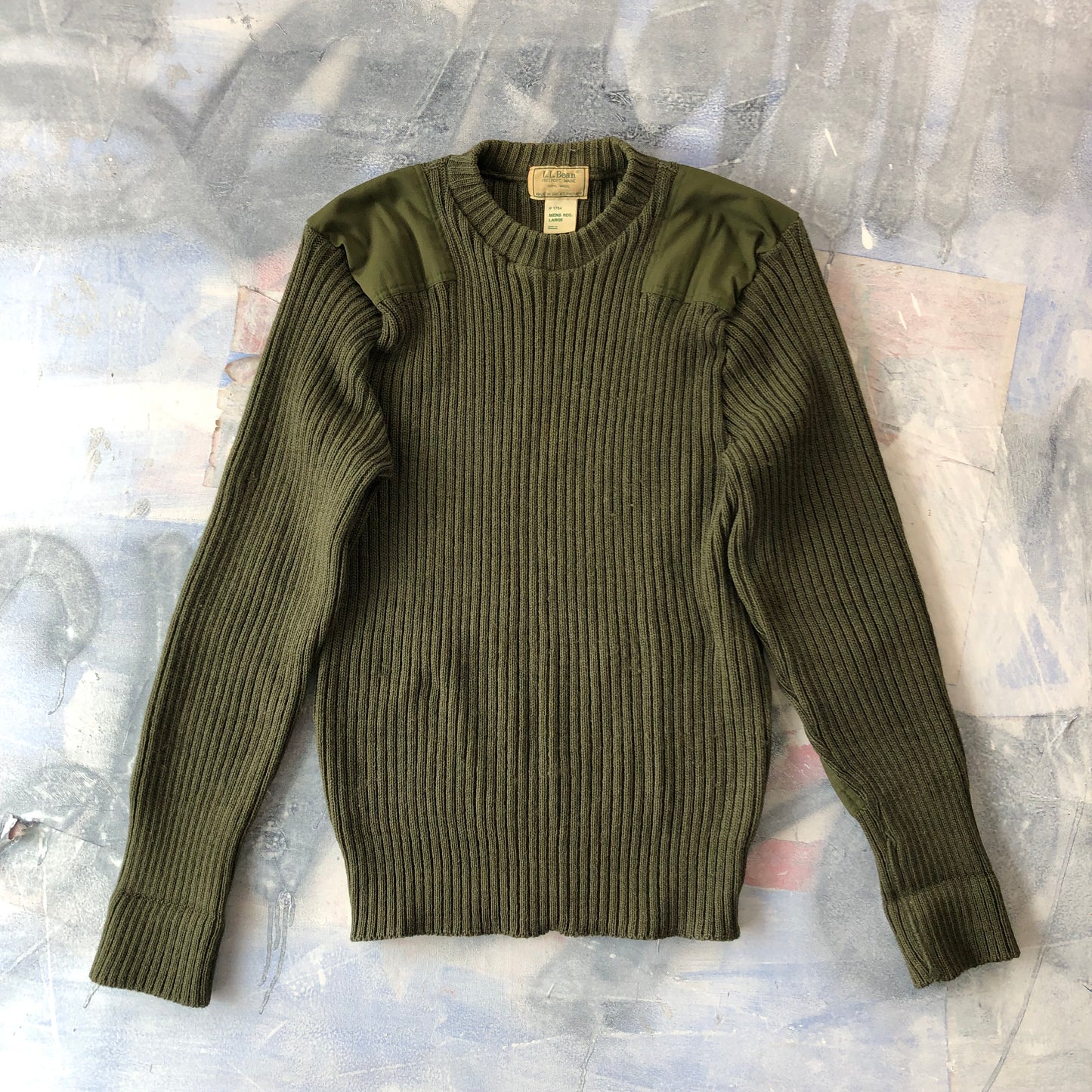 L.L Bean Freeport Maine Retro Military Wool Sweater L