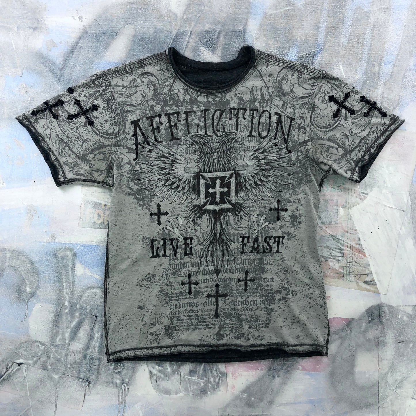 Vintage Y2K USA Affliction Live Fast T Shirt L
