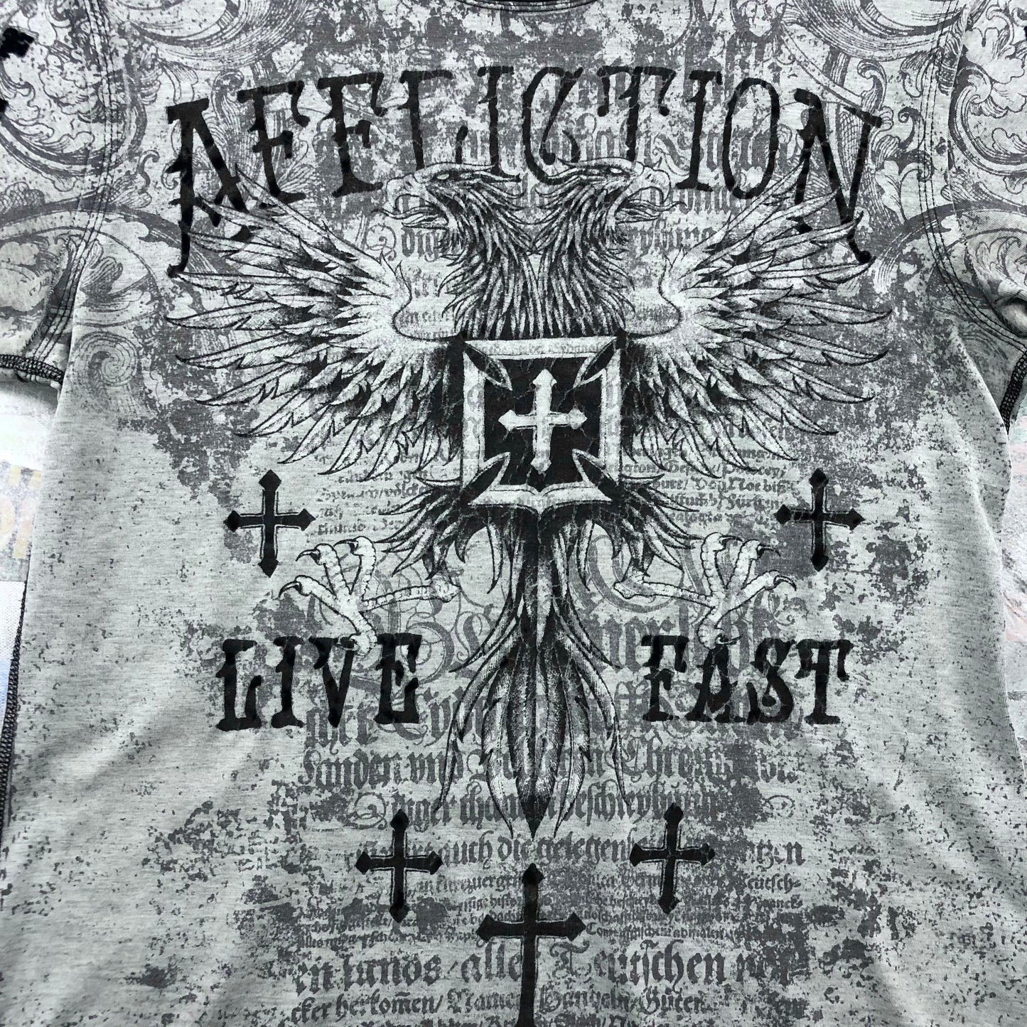 Vintage Y2K USA Affliction Live Fast T Shirt L