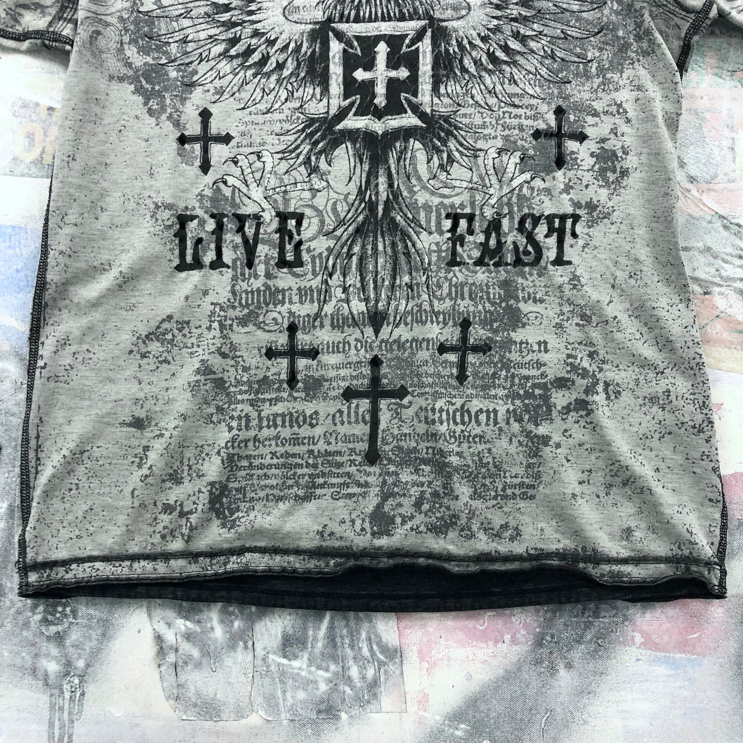 Vintage Y2K USA Affliction Live Fast T Shirt L