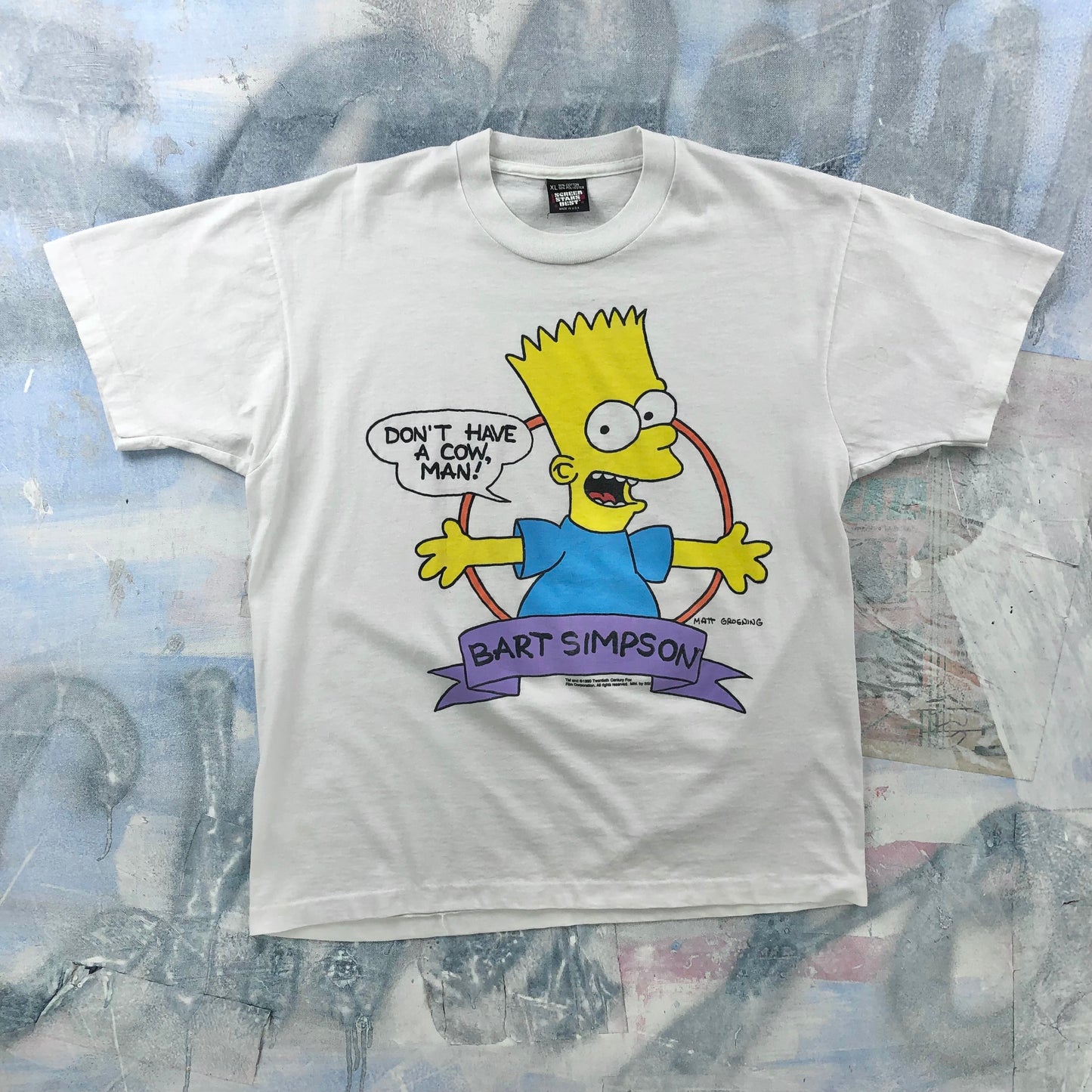 Vintage 90s USA Bart Simpson Dont Have A Cow Man Single Stitch T Shirt XL