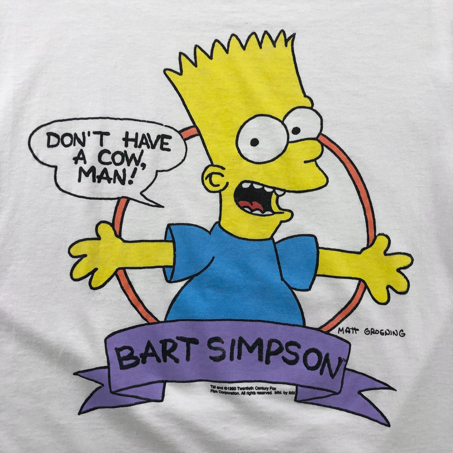 Vintage 90s USA Bart Simpson Dont Have A Cow Man Single Stitch T Shirt XL