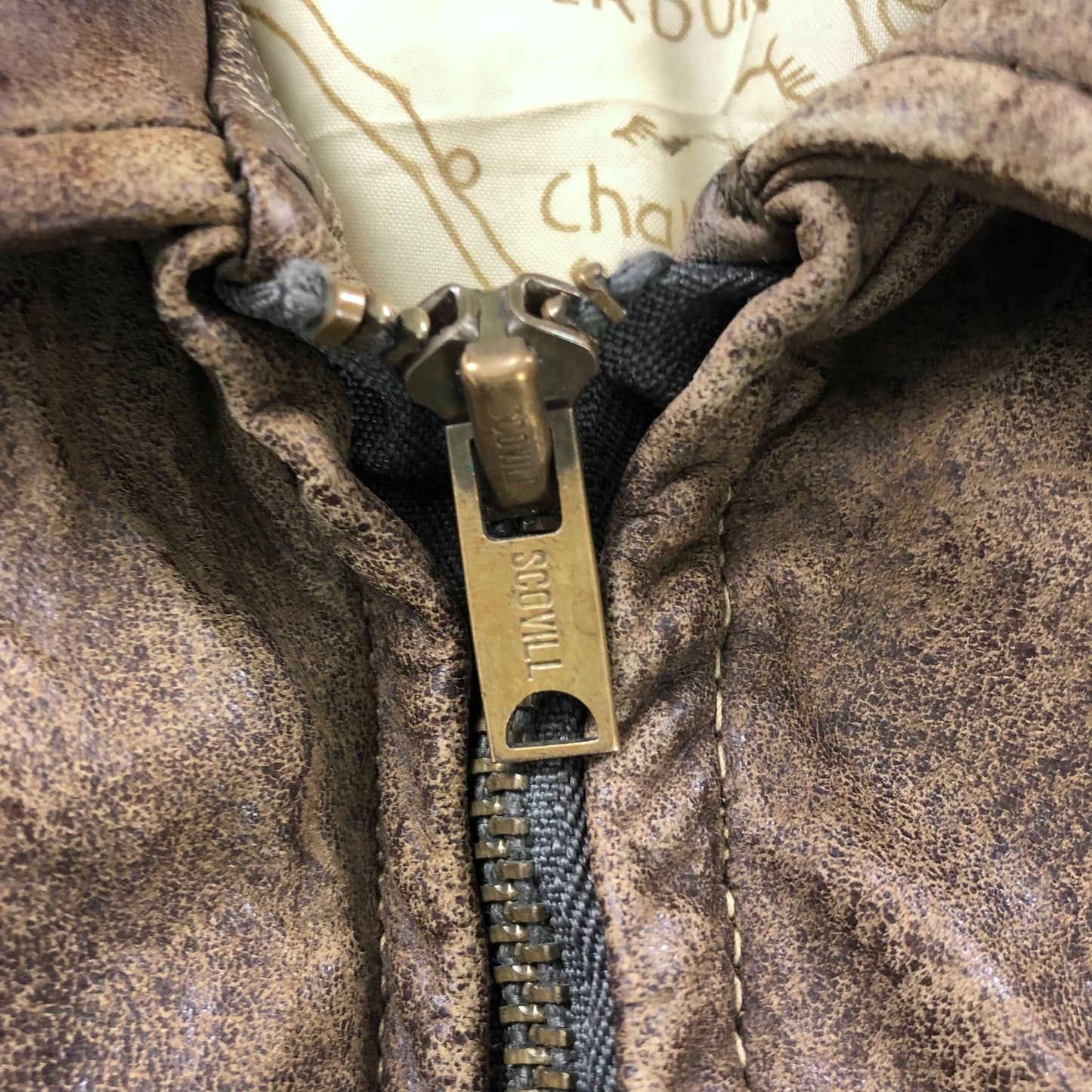 Vintage 80s Aberdeen European Map Lined Aviator Leather Bomber Zip Jacket M
