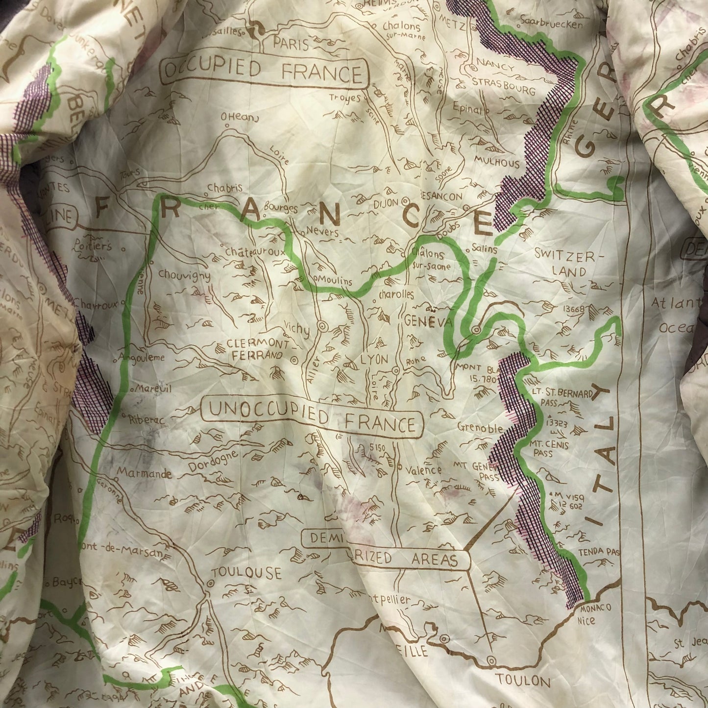 Vintage 80s Aberdeen European Map Lined Aviator Leather Bomber Zip Jacket M