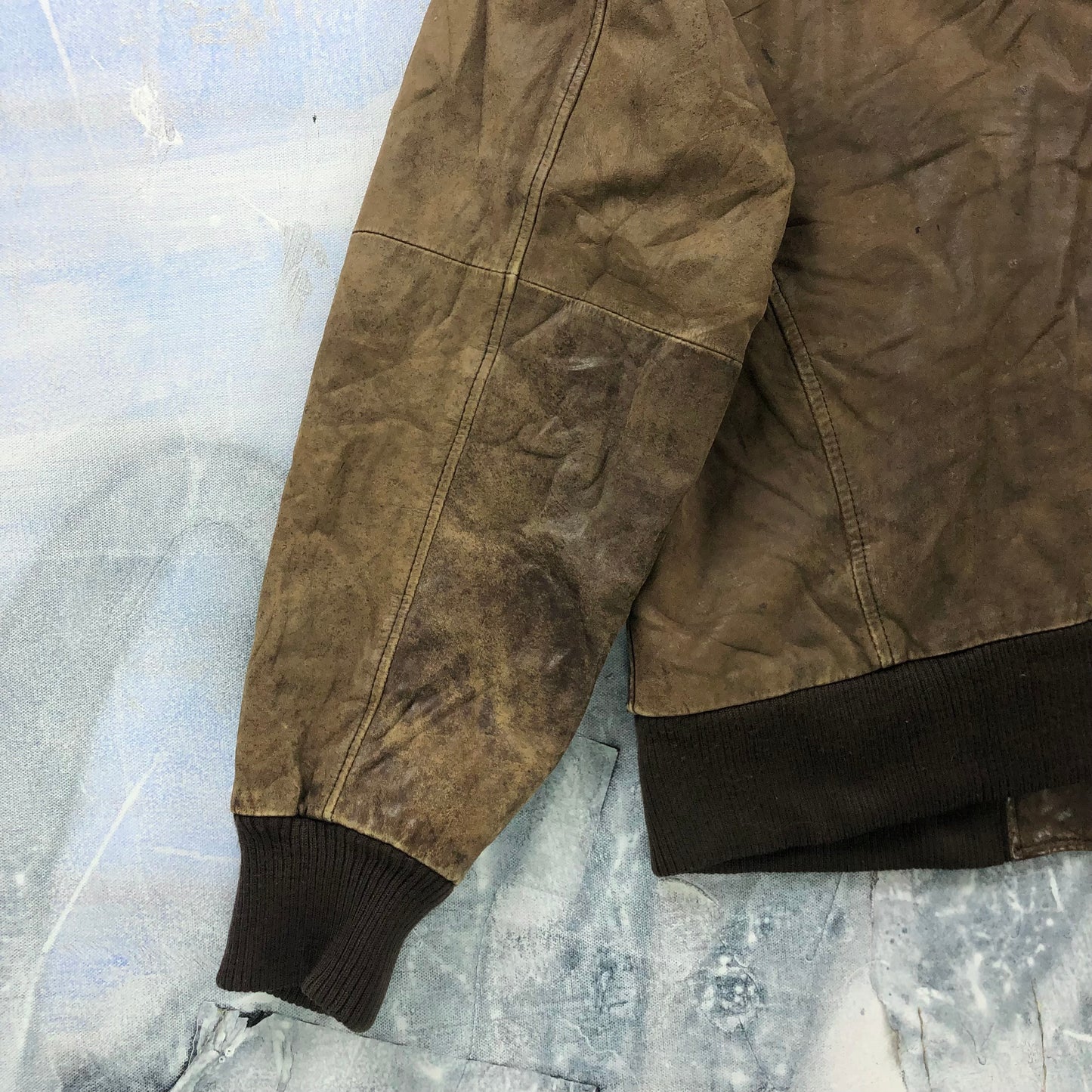 Vintage 80s Aberdeen European Map Lined Aviator Leather Bomber Zip Jacket M