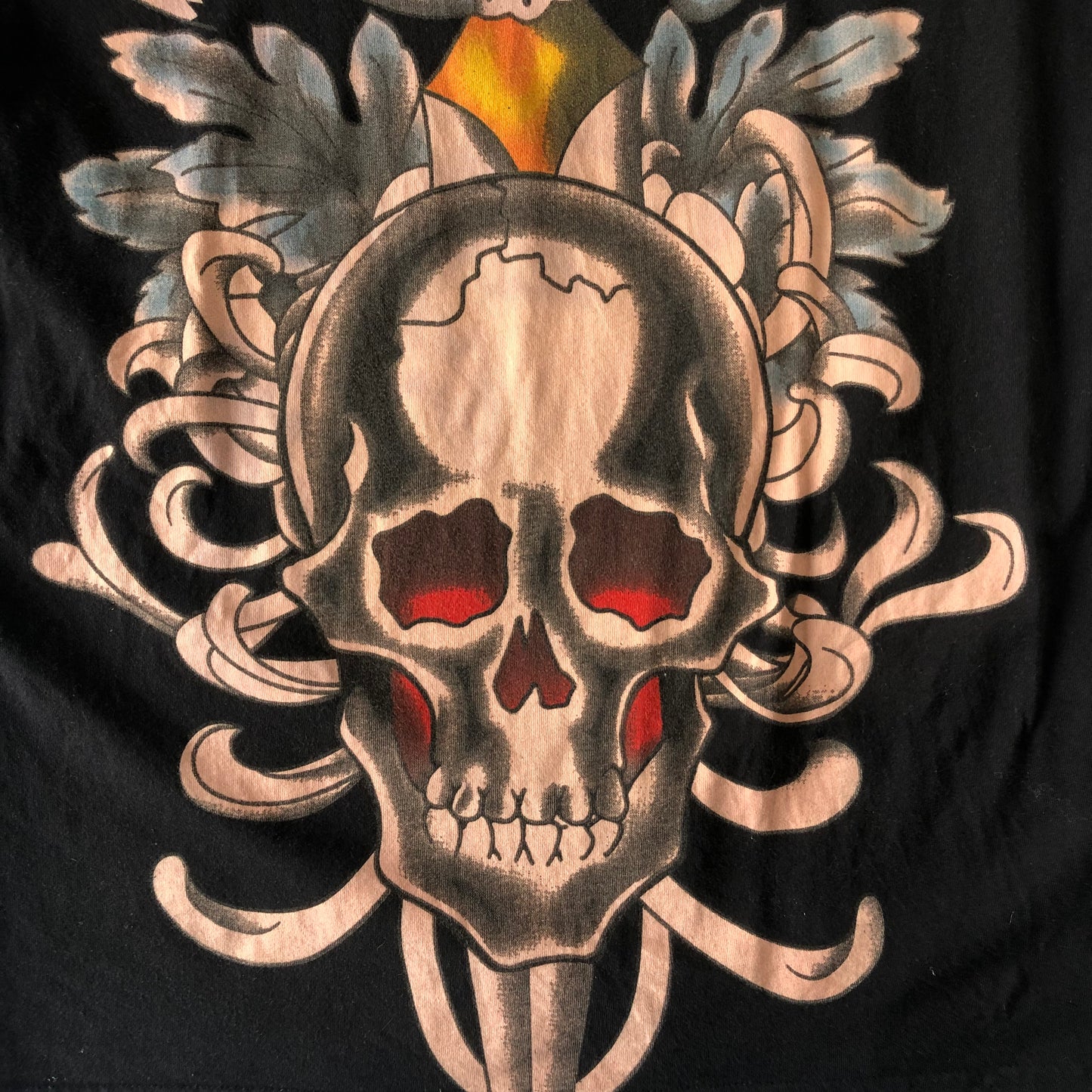 Ed Hardy By Christian Audigier Retro Rhinstone T Shirt L