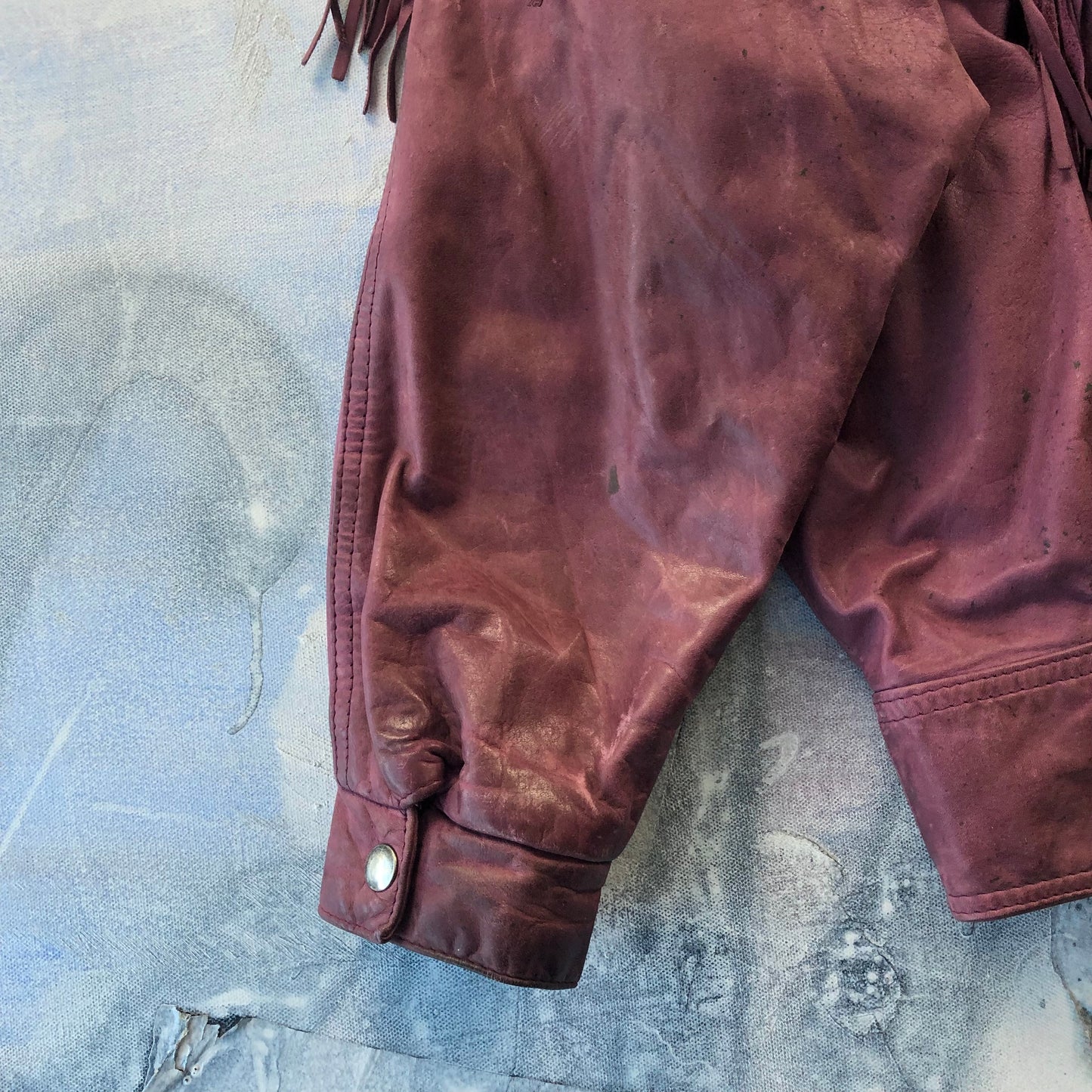 Vintage Western Hemingway Shoulder Padded Fringe Leather Bomber Zip Button Jacket L (Womens)