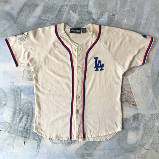 Vintage Starter MLB Los Angeles Dodgers Baseball Embroided Button Shirt M