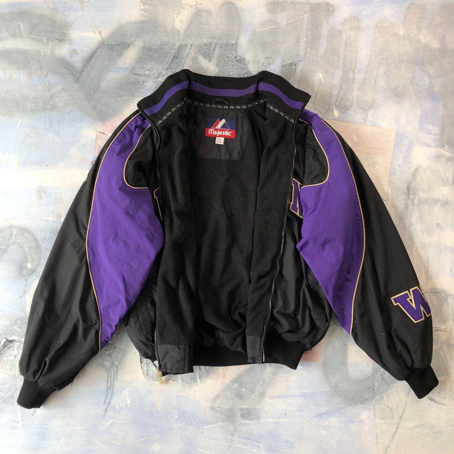 University of Washington Huskies Majestic Retro Zip Puffer Jacket L