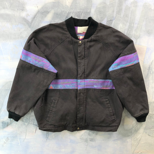 Vintage USA Walls Mountain Canvas Aztec Blanket Lined Bomber Zip Jacket XXL