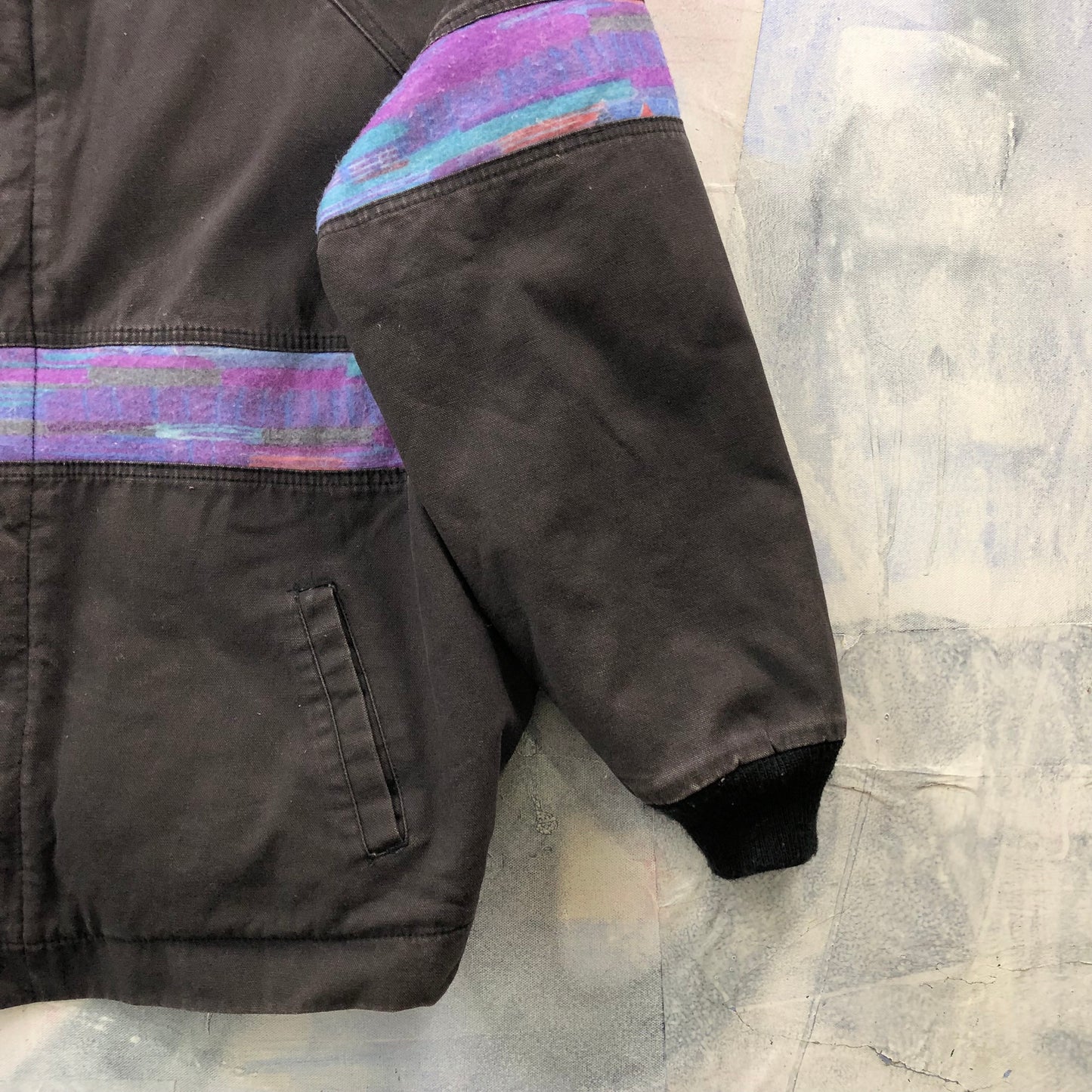 Vintage USA Walls Mountain Canvas Aztec Blanket Lined Bomber Zip Jacket XXL