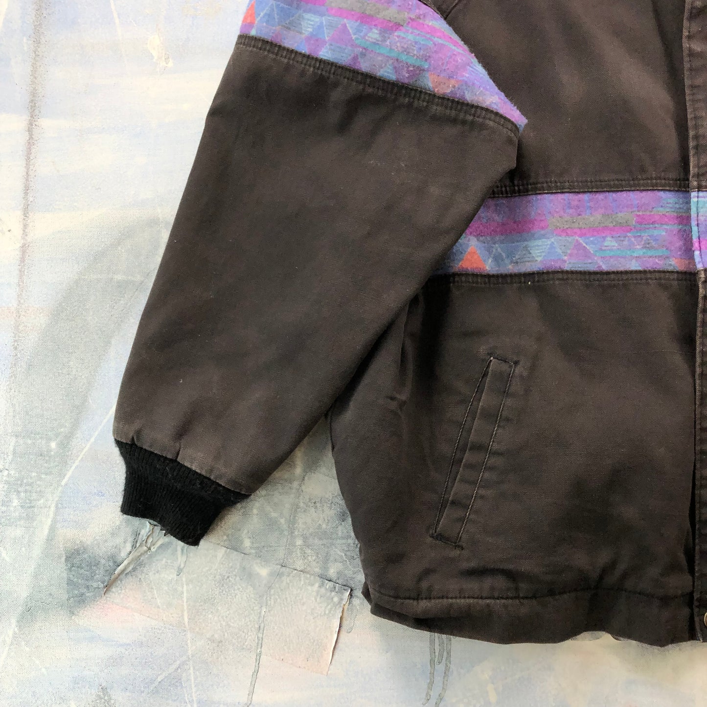 Vintage USA Walls Mountain Canvas Aztec Blanket Lined Bomber Zip Jacket XXL