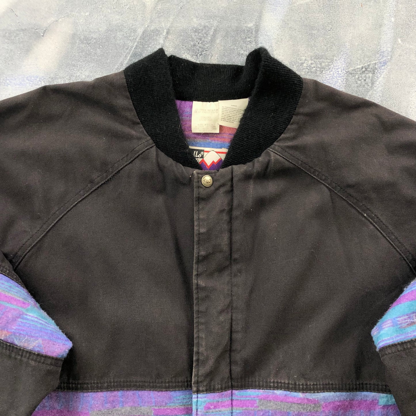 Vintage USA Walls Mountain Canvas Aztec Blanket Lined Bomber Zip Jacket XXL