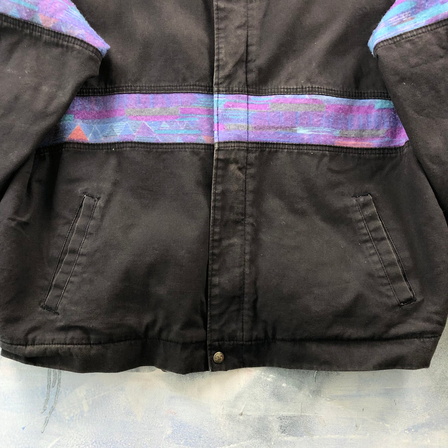 Vintage USA Walls Mountain Canvas Aztec Blanket Lined Bomber Zip Jacket XXL