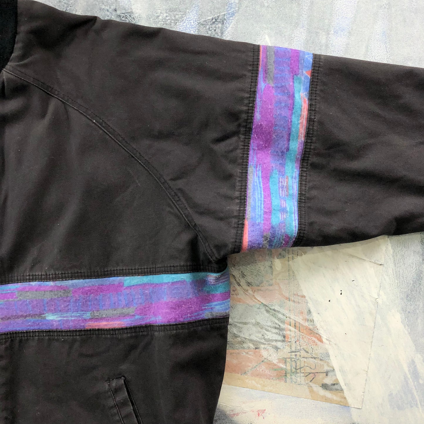 Vintage USA Walls Mountain Canvas Aztec Blanket Lined Bomber Zip Jacket XXL