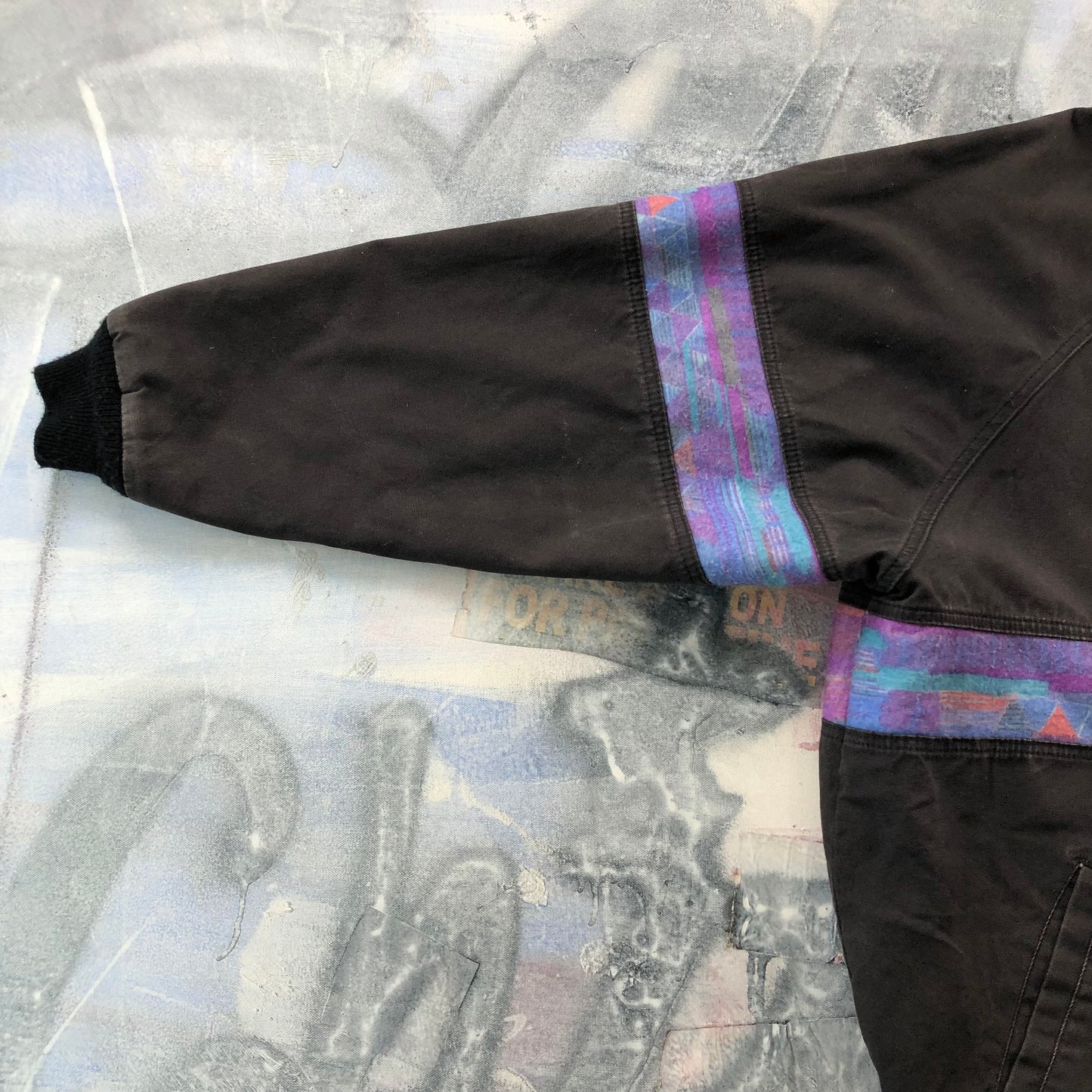 Vintage USA Walls Mountain Canvas Aztec Blanket Lined Bomber Zip Jacket XXL