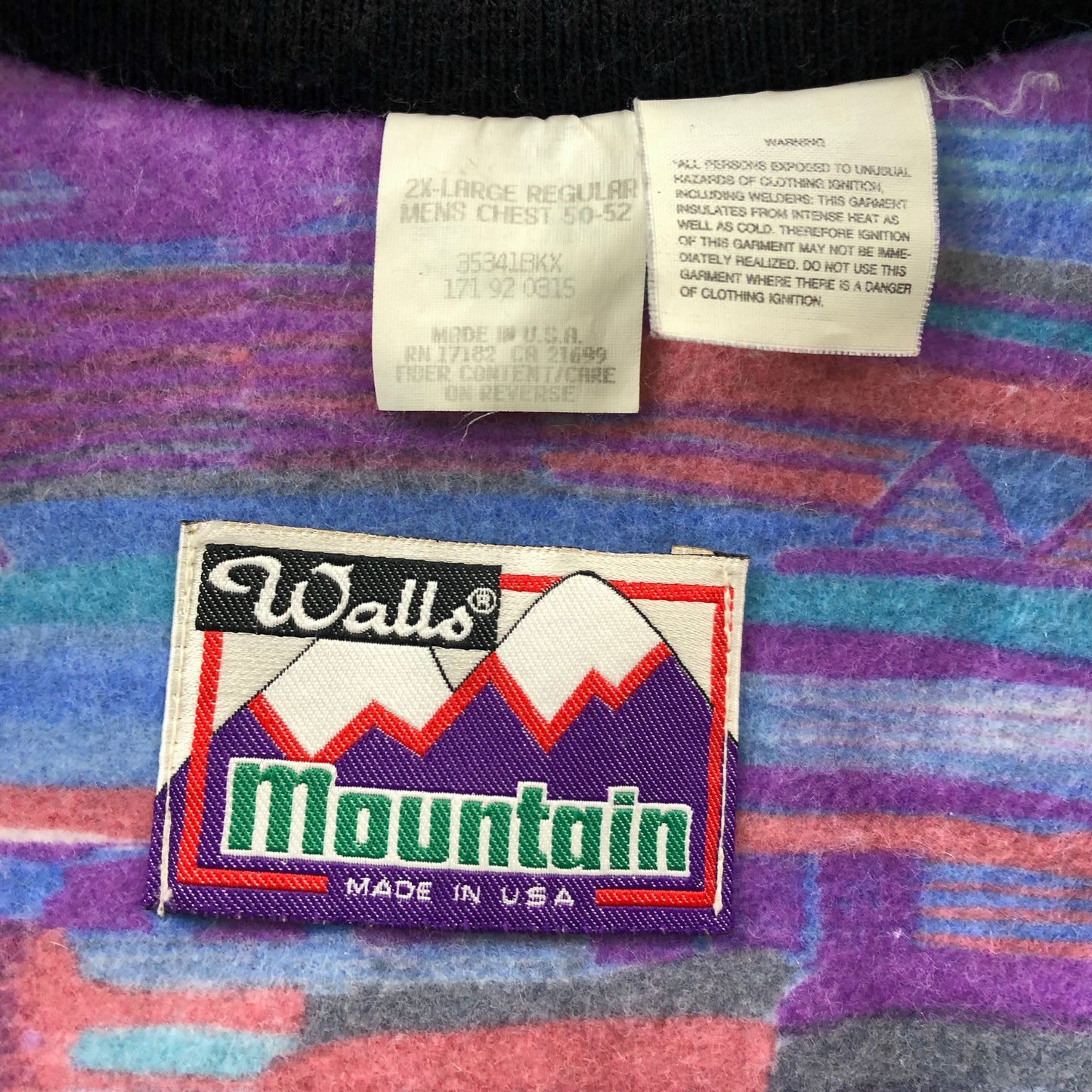 Vintage USA Walls Mountain Canvas Aztec Blanket Lined Bomber Zip Jacket XXL