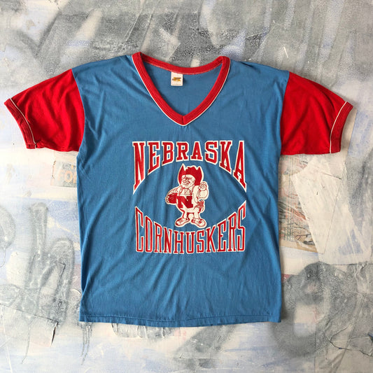 Vintage 70s Russell Athletic NCAA Nebraska Cornhuskers Football Shirt L