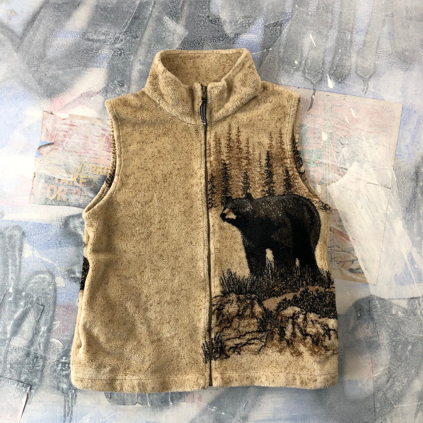 Northern Lifestyles Black Bear Zip Fleece Vest L