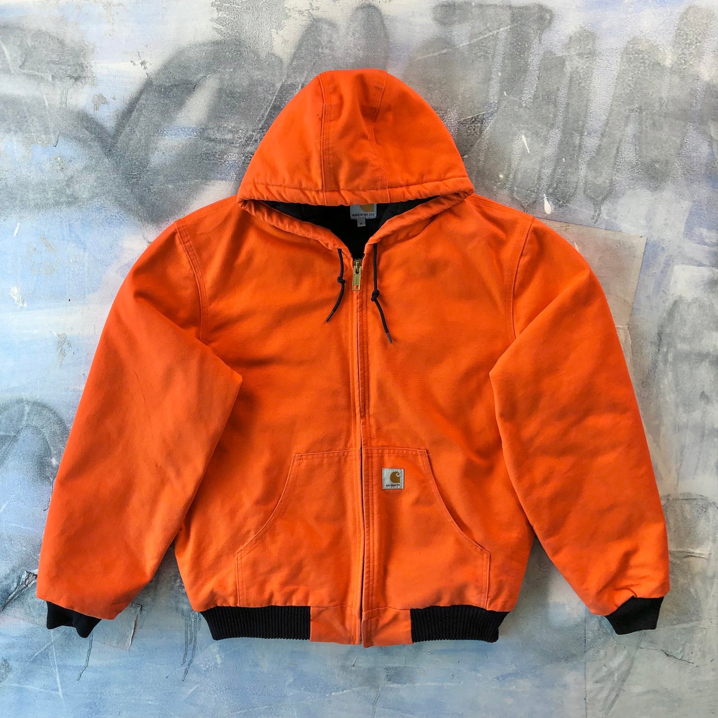 Vintage USA Carhartt J140 Blaze Quilted Lined Workwear Zip Hooded Jacket M