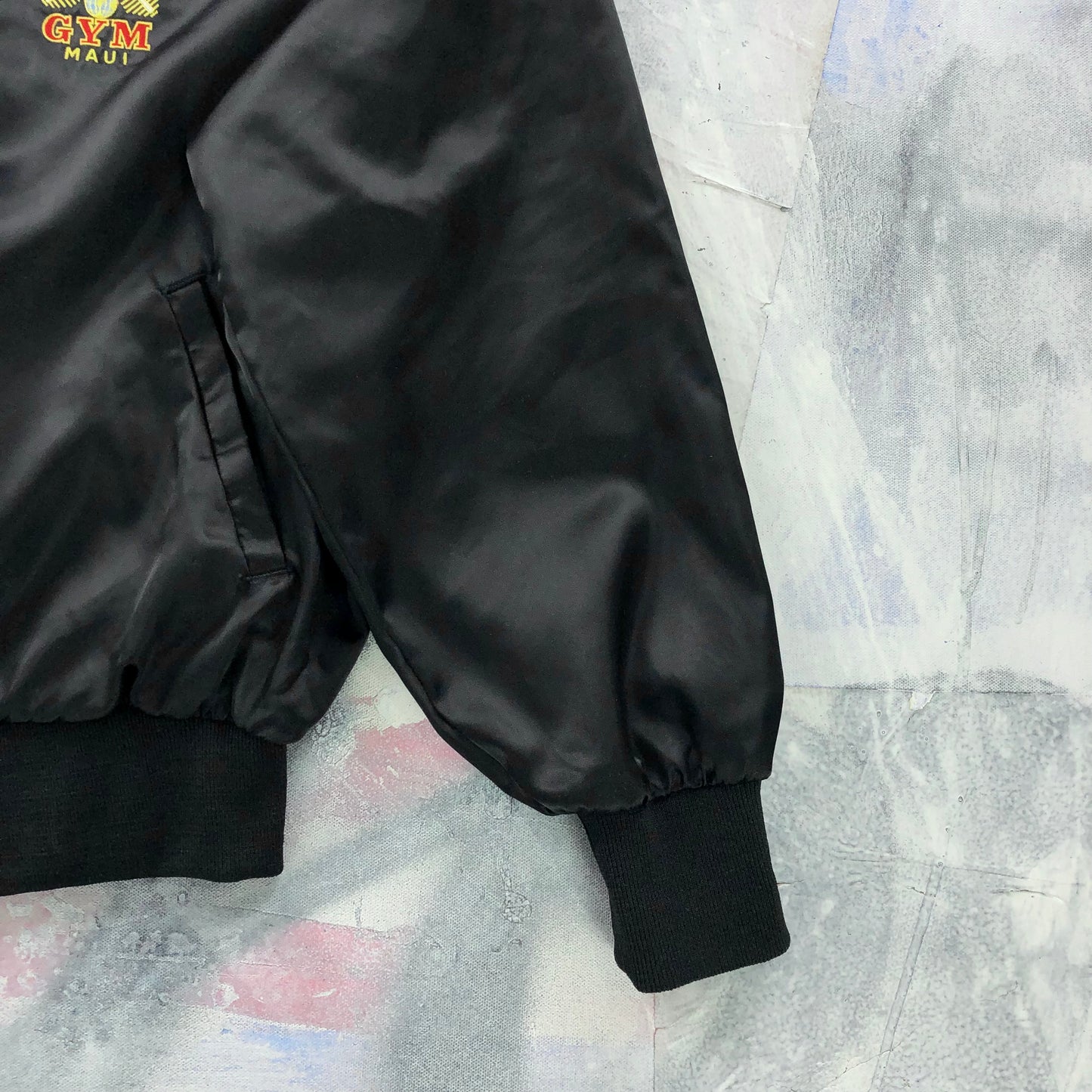 Vintage USA World Gym Satin Lined Bomber Button Jacket XL