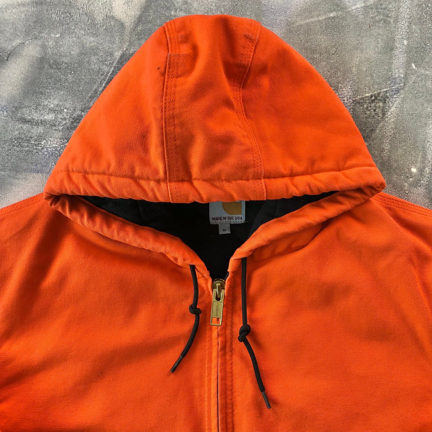 Vintage USA Carhartt J140 Blaze Quilted Lined Workwear Zip Hooded Jacket M