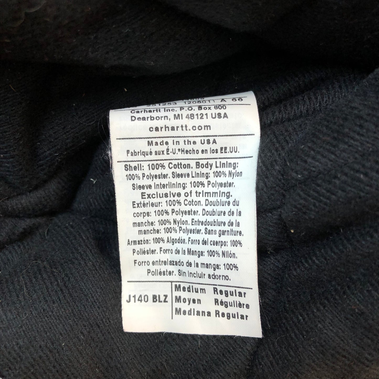 Vintage USA Carhartt J140 Blaze Quilted Lined Workwear Zip Hooded Jacket M