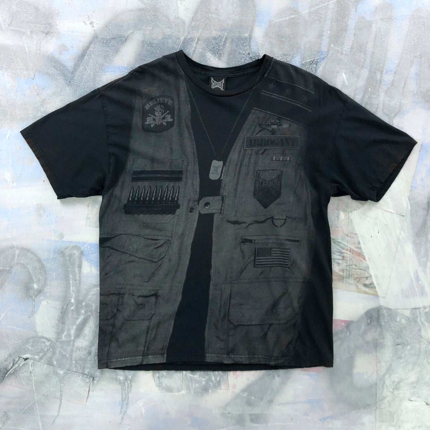 Vintage Y2K MMA Tapout Military Vest T Shirt L
